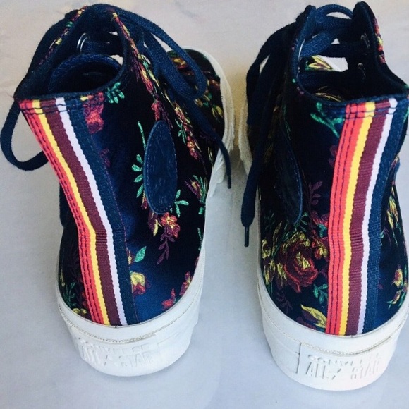 Converse Platform CTAS Lift Ripple Obsidian Navy‎ Floral Sneakers Size 8.5 - Picture 2 of 11